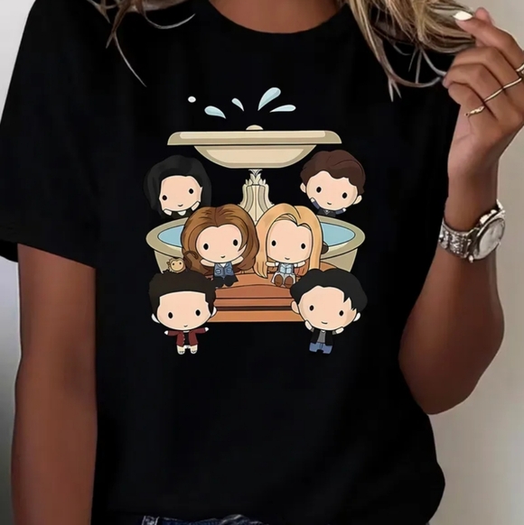 Friends Water Fountain Cartoon Character ⛲ Comfy Casual Tee (Small) - Picture 1 of 13